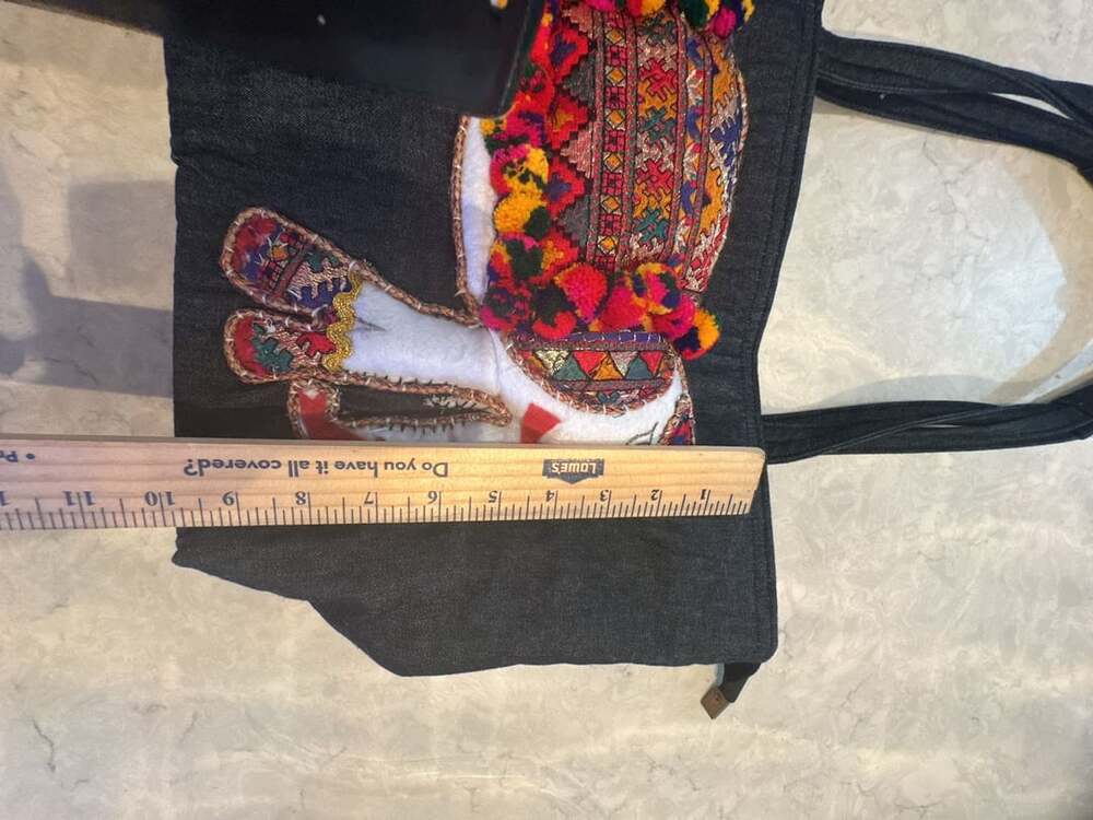 Stylocus Dark Denim Elephant Embroidered Boho Tote Bag - Picture 6 of 6